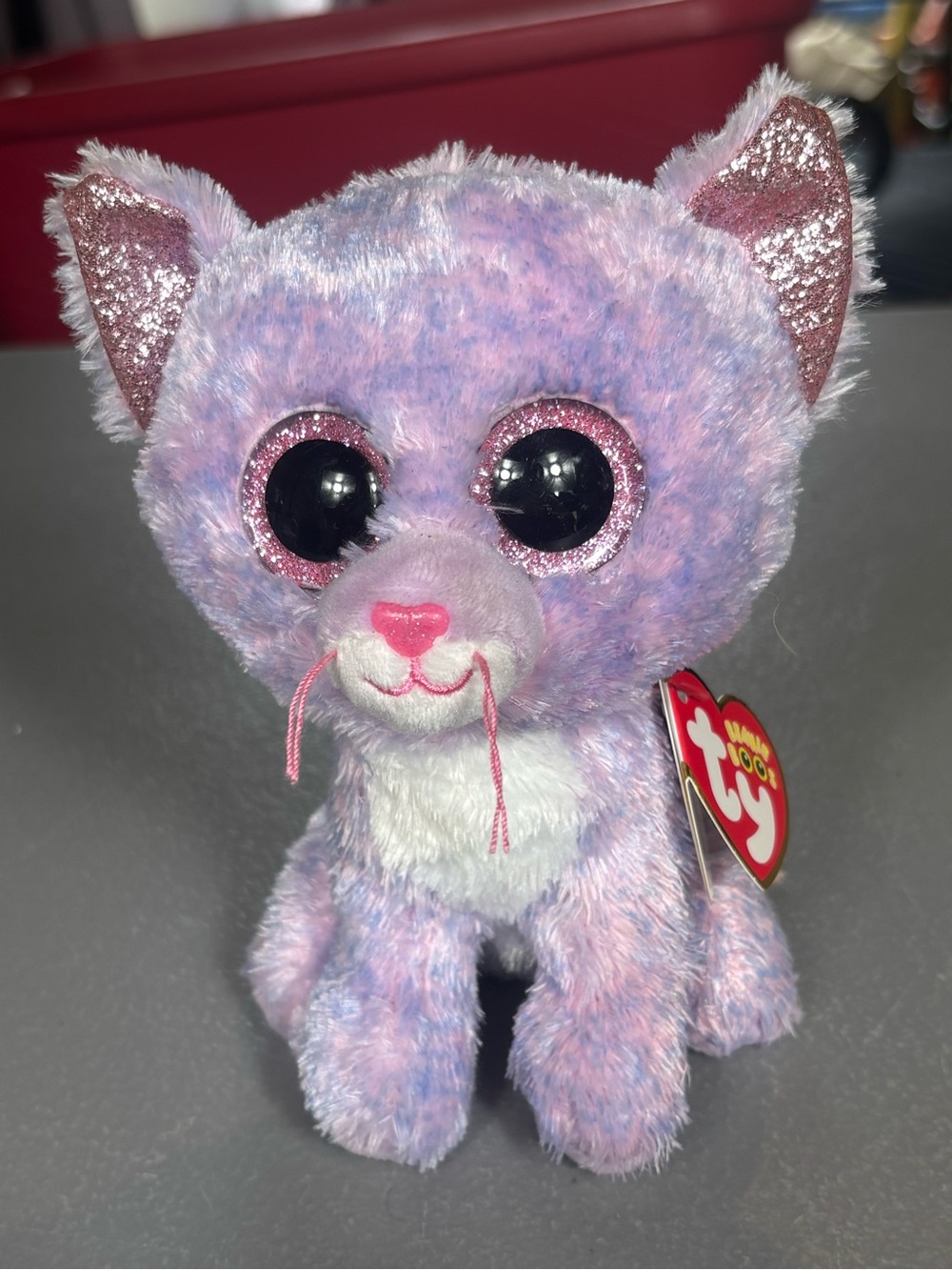 TY Beanie Boos Cassidy Pastel Purple Pink Cat Plush Glitter Eyes 2021 Tags